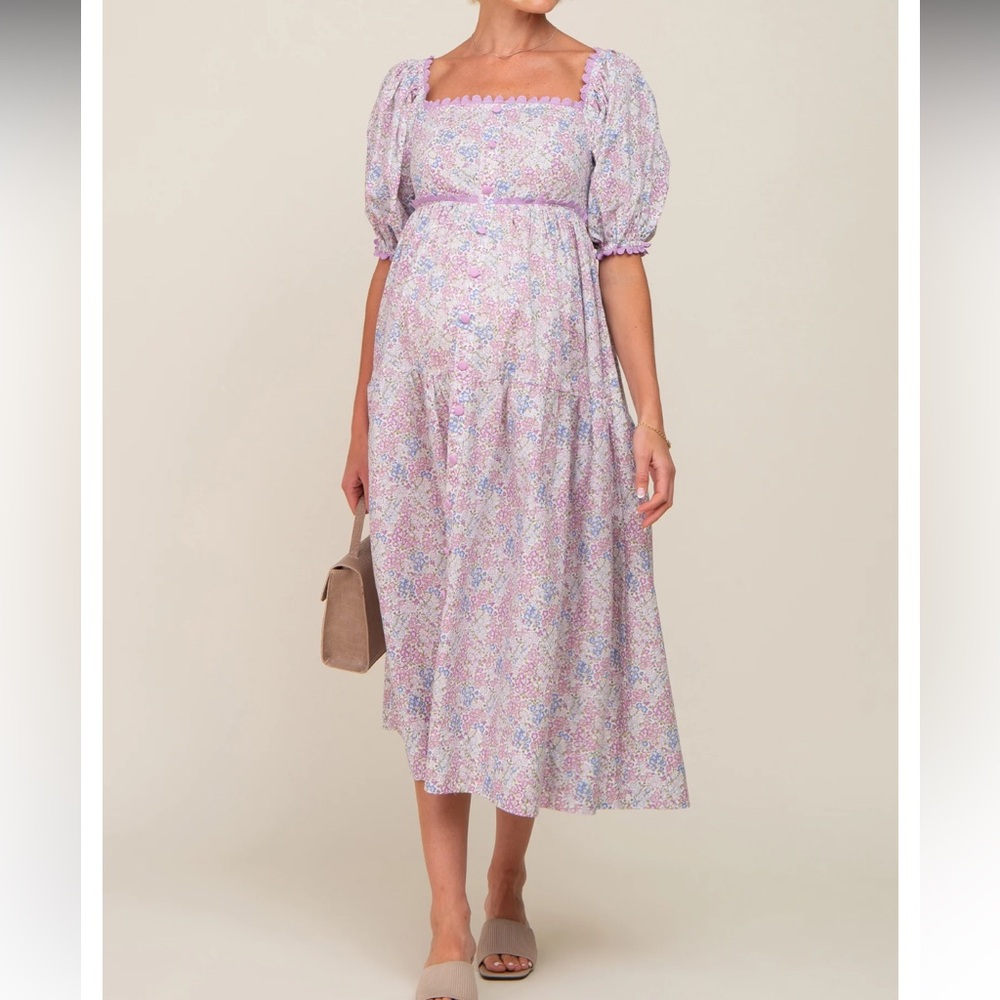 Lavender Floral Maternity Dress